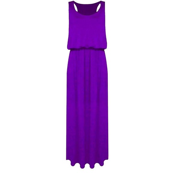 Semi-formal pleated racer-back maxi dress - Picture 2 of 9